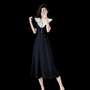 Baogumi da <span class=keywords><strong>donna</strong></span> con collo a volant in stile francese che stringe vita estate dimagrante abito lungo da <span class=keywords><strong>donna</strong></span> 9229 - Product Image 5