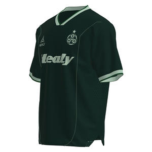 เสื้อเจอร์ซีย์ HEALY ลายพิมพ์ดิจิทัลสไตล์อเมริกันวินเทจ สีเขียวเข้ม แต่งตราสัญลักษณ์แบบตัดกัน ผ้าตาข่าย แขนสั้น สำหรับผู้ชาย - Product Image 2