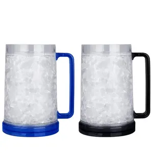 16oz Double Wall Gel Freezer Drinking Glasses Cups Plastic Cooling Beer Mugs