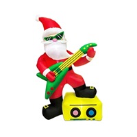 Père Noël Guitarien Gonflable Lumineux LED pour Noël – Idéal pour la Décoration Extérieure de Jardin