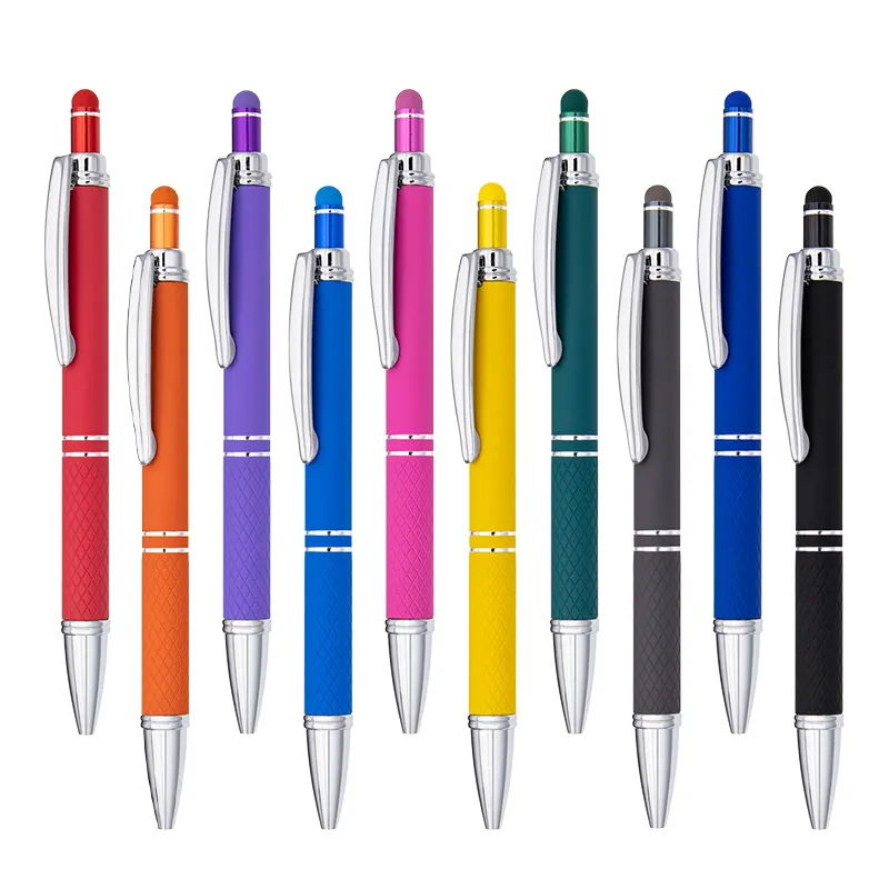 रबर टच स्क्रीन बॉलपॉइंट पेन गर्म बहु-रंग कस्टम लोगो पेन गर्म बहु-रंग कस्टम लोगो पेन