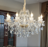 Lustre en cristal moderne de luxe en verre doré K9 éclairage suspendu de salon d'intérieur pour les lustres suspendus de chambre à coucher d'hôtel