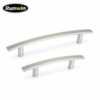 Tiroir de commode ou d'armoire de cuisine moderne incurvé et fin en alliage d'aluminium nickel brossé 64/96mm, modèle 2026, de fabrication OEM