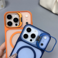 Coque de téléphone de luxe 2026 à surface toucher peau, avec support magnétique en alliage pour iPhone 17 Pro Max – Vente en gros