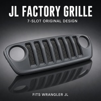 Calandre avant style OEM 7 fentes pour Jeep Wrangler JL 2018-2025 en plastique ABS, remplacement de calandre style usine, directement de l'usine