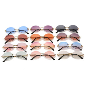 Frameless Oval <b>Sunglasses</b> Metal Frame Pc Lens Uv400 Unisex Sun Protection For Outings Parties - Product Image 5