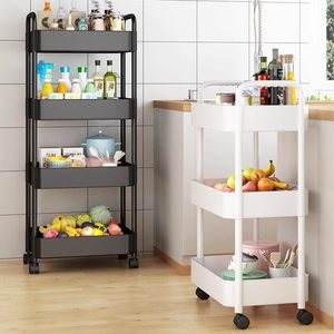 Chariot de cuisine roulant multi-niveaux en plastique, chariot mobile multifonctionnel, étagère de rangement pour collations de chambre à coucher - Product Image 3