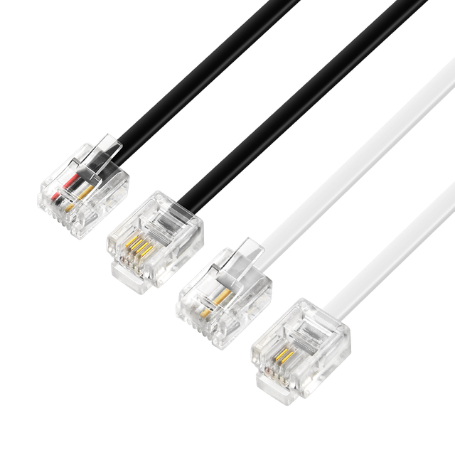 6P2C 6P4C 2 4-Core Telephone Cable XLR Connector PVC Jacket Braid Shielding for Flat RJ11 Landline Connection Microphone