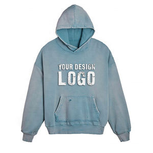 High Quality Heavy Vintage Batik Drop Shoulder Mens <b>Hoodie</b> Customized Logo Loose Sport Washed Oversized Men's Hoodies - Product Image 4
