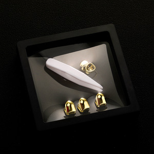 Grillz para dientes, juego de grillz dorados con forma de púa, aleación de cobre, unisex, accesorio de moda hip hop para fiestas - Product Image 3