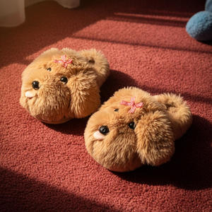 Automne hiver nouveau Style chien en peluche <span class=keywords><strong>pour</strong></span> pantoufles <span class=keywords><strong>pour</strong></span> femmes chaud et à la mode intérieur usage domestique avec semelle extérieure de Style dessin animé - Product Image 2