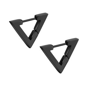 Triangular <b>Stud</b> Earrings Geometric Unisex <b>Titanium</b> Steel Silver Gold Black 20mm Fashion Jewelry - Product Image 3