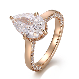 Anillo de Diamante de Laboratorio con Corte de Pera de 3 Quilates, IGl DEF VVS, Oro Sólido de 18K/14K, Joyería Personalizada, Anillo de Compromiso, Anillo de Boda de Diamante de Lujo para Mujer - Product Image 1
