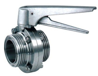 Vanne papillon sanitaire SS304/316 manuelle DN100 à raccordement par collier pour eau, marque KST, fabricants
