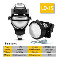 Projecteur de phare Bi LED SFIDA LD-15 12V 130W 6000K 6500 Lumens Neuf avec boîte d'emballage personnalisée et garantie de 2 ans