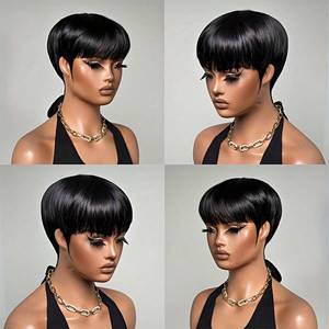 Promotion $9.5 Lace Bang Short Human Hair <b>Wigs</b> for Black Women Pixie Cut <b>Wig</b> Silk Base Lace <b>Wigs</b> Natural Hair Wholesale - Product Image 2