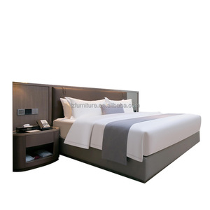 Modern 3 Star Hotel Bedroom Furniture Set Customized <b>Queen</b> King <b>Size</b> Wooden <b>Bed</b> Frame with Integrated Headboard & Nightstand - Product Image 5