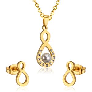 Parures de bijoux en or 18 carats et perles pour femmes, style Dubaï, vente en gros (colliers et boucles d'oreilles) - Product Image 5