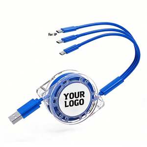 Cable USB 3 en 1 Multicolor Portátil con Logotipo Personalizado, Cargador de Teléfono Retráctil Universal de Carga Rápida, Regalo Promocional al por Mayor - Product Image 1