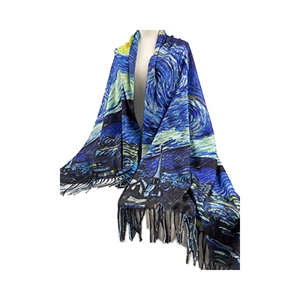 Écharpe d'hiver réversible en cachemire doux, grand châle enveloppant, imprimé floral, pashmina chaud, cadeaux <span class=keywords><strong>Klimt</strong></span> Van Gogh - Product Image 3