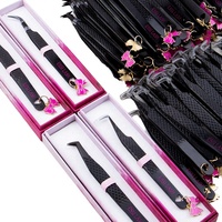 Pince à épiler ES LASH personnalisée en acier inoxydable à 45 et 90 degrés, anti-magnétique, durable, pour extensions de cils volume, ES-C-61-B dentée