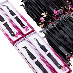 Pinzas ESSI LASH personalizadas de acero inoxidable con punta de 45 y 90 grados, antimagnéticas, duraderas, para extensiones de pestañas de volumen, con fibra colgante - Product Image 3