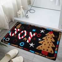 Tapis en peluche en forme d'homme en pain d'épices brodé, antidérapant, décoration de Noël, cadeau pour la maison, l'hôtel, le salon, essentiels de vacances