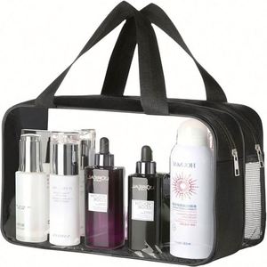 Sac de rangement pour maquillage et articles de toilette, sac organisateur, logo personnalisé, sac de voyage portable grande capacité pour femmes, sac à fermeture éclair tendance - Product Image 1