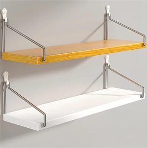 Particiones rectas montadas en la pared no perforadas Estantes de almacenamiento de madera suspendidos Estanterías para libros montadas en la pared Estantes de cocina - Product Image 5