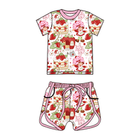Ensemble tendance 2 pièces pour bébés filles, impression personnalisée, vente en gros, ensemble de vêtements à manches courtes en toile, style motard