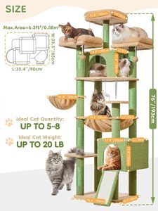 Cactus <b>Cat</b> Tree Multi-Level Indoor <b>Cat</b> Tower with 2 Widened Plush Perches Big Condo <b>Scratching</b> <b>Board</b> - Product Image 4