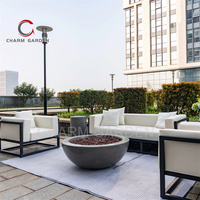 Cheminée de jardin extérieure de style moderne GFC/GFRC Table de foyer au gaz ronde sans fumée pour le chauffage extérieur
