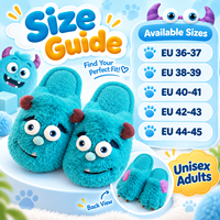 Pantoufles en peluche monstre mignonnes pour adultes, unisexes, chaudes et moelleuses pour l'hiver, antidérapantes, vente en gros