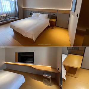 Cheap 3 Star Hotel <b>Bed</b> Customized King <b>Queen</b> <b>Size</b> Wood Base <b>Bed</b> <b>Frame</b> with Fabric Upholstered Headboard for Hotel Guest Room - Product Image 6