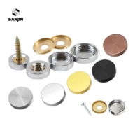 Vis décoratives en verre miroir argenté pour cuisine et salle à manger, 10mm, 12mm, 14mm, 16mm, 22mm, 24mm, à tête plate, finition dorée polie