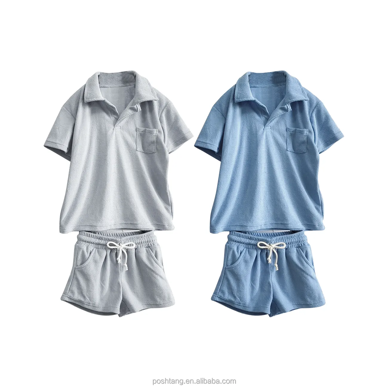 Vêtements d'été personnalisés pour bébés garçons Ensemble pour bébé garçon décontracté de couleur unie Ensemble de chemises polo à manches courtes pour enfants
