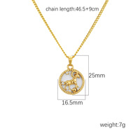 Pendentif circulaire en diamant des Douze Signes du Zodiaque YWXS avec acier inoxydable PVD et émail, collier simple des 12 animaux du Zodiaque pour femme