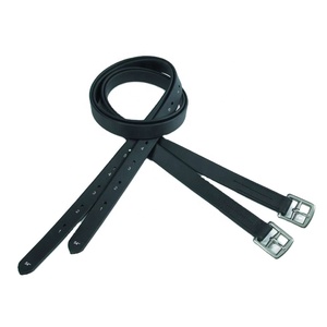 Estribos de Cuero Negro Acolchados con Doble Costura, Herrajes de Acero Inoxidable, Hebillas Fijas, Calidad Certificada A+, Varios Tamaños - Product Image 1