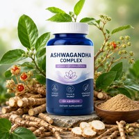 Capsules de complexe d'ashwagandha en marque privée OEM ODM, extrait de racine, améliore la mémoire et le sommeil, 60 capsules/flacon pour adultes