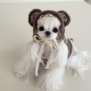 Chapéu bonito do urso do filhote Laço Floral Pet Chapelaria Chapéu Do Cão - Product Image 2