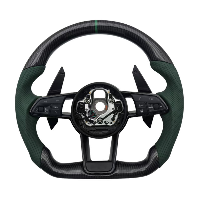 คาร์บอนไฟเบอร์ + หนัง + ตะเข็บลายสีเขียว