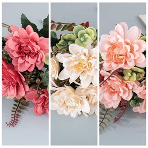 Bouquet de pivoines artificielles CallaFloral, rouge, blanc laiteux, champagne, décoration de mariage, fleurs durables en tissu tissé - Product Image 3