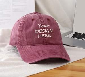 Casquette de baseball 6 panneaux de haute qualité avec logo personnalisé brodé, effet délavé et vieilli, en coton éponge velours, style 'Dad' avec lettres effet usé - Product Image 3