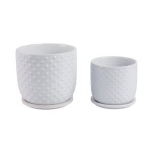Vasi in Ceramica con Sottovaso Bianchi Moderni per Interni ed Esterni, Vasi Decorativi per Casa e Giardino - Product Image 4