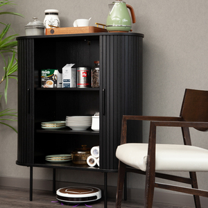 <span class=keywords><strong>Buffet</strong></span> moderne à portes coulissantes en bois de chêne <span class=keywords><strong>Buffet</strong></span> <span class=keywords><strong>haut</strong></span> de rangement Style panneau pour entrée salon chambre à coucher pour hôtel - Product Image 5