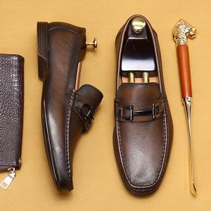 Chaussures de mariage haut de gamme pour hommes en cuir véritable, mocassins à semelle souple, style britannique, confortables et respirants, pour le bureau et la carrière, en cuir de vachette pleine fleur - Product Image 2