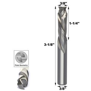 بتات جهاز التوجيه باستخدام الحاسب الآلي ضغط طاحونة إندميل 1-طحن حلزوني الصلبة ، 2 فلوت-ساق أعلى لأسفل قطع حلزوني - Product Image 3
