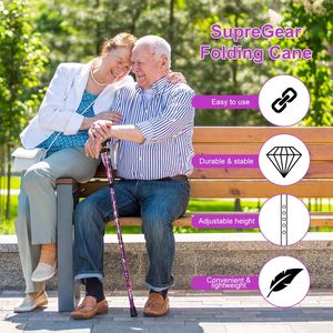 Bastone da Passeggio Pieghevole con 5 Livelli di Regolazione dell'Altezza, Leggero e Portatile, con Cinturino da Polso per Anziani, Disabili, <span class=keywords><strong>Uomini</strong></span> e Donne - Product Image 4