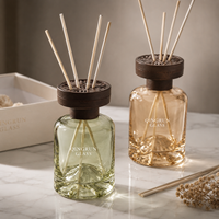 Diffuseur de parfum en verre décoratif Mountain Base 120 ml, grand format, réutilisable, emballage luxueux coloré avec couvercle en bois