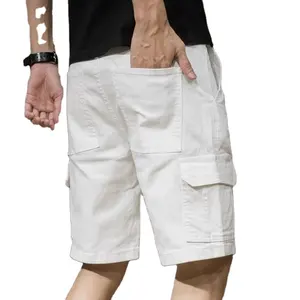 Celana Panjang Kargo Pria, Jeans Putih Santai Pas Badan untuk Lelaki